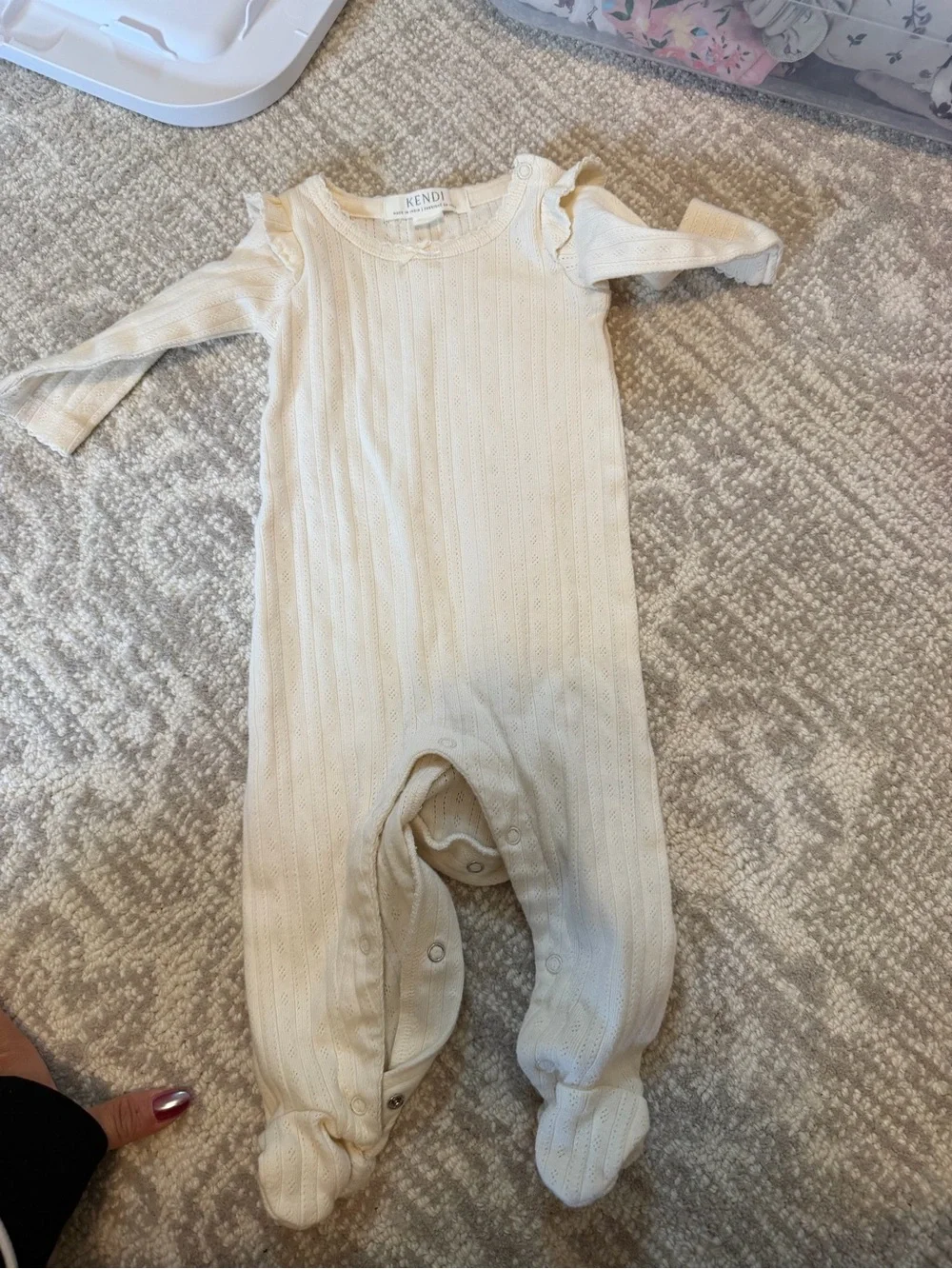 Kendall Kids Cream Ribbed Footed Pajamas